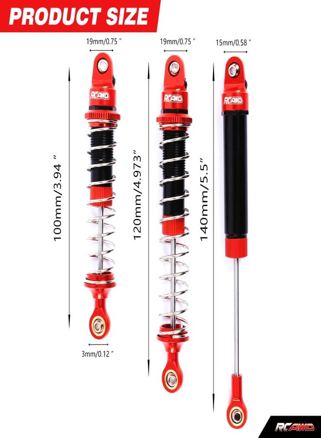 RCAWD Full Aluminum Front Rear Shocks For 1/10 LOSI Baja Rey 4WD LOSI Hammer Rey U4 Rock Racer Shocks Upgrade Parts Red - Image 5